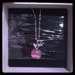 Silver Apple rhinestone necklace
